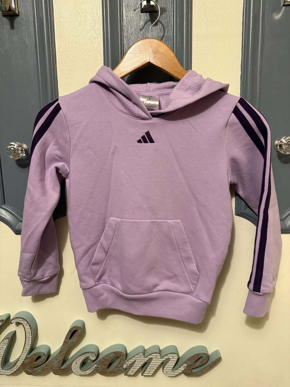 Adidas Seasonal Essentials Tiberio Hoodie Size 7 Purple Fleece